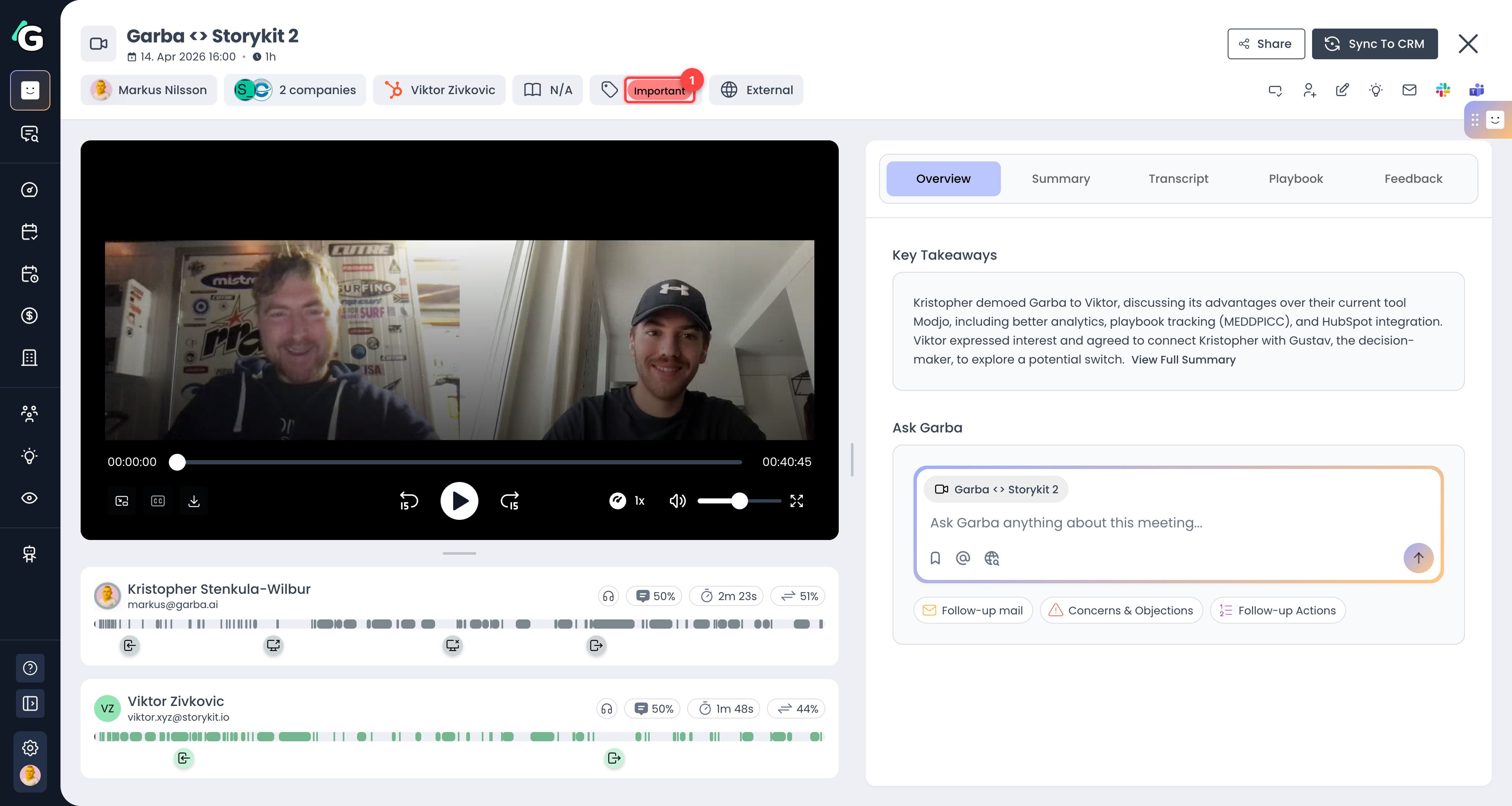 A tag chip shown in the meeting header
