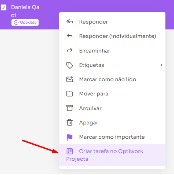Converter email em tarefa do Projects