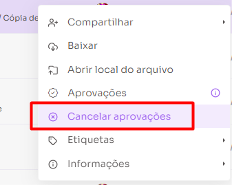 Cancelamento de aprovações em lote