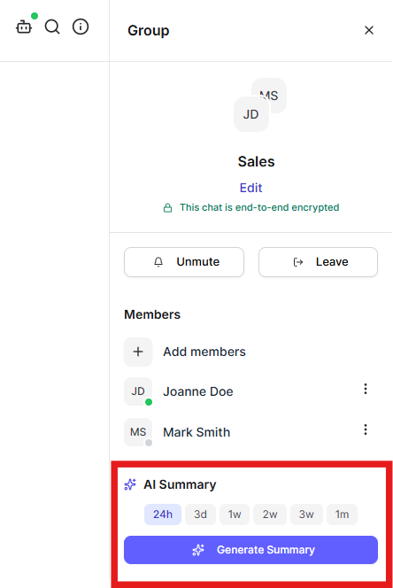 Conversation summary example