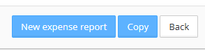 Expense report toolbar showing the New expense report, Copy, and Back buttons. Visible: New expense report, Copy, Back.
