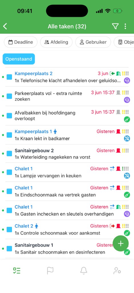 De mobiele app van Verbleif met de taken van vandaag