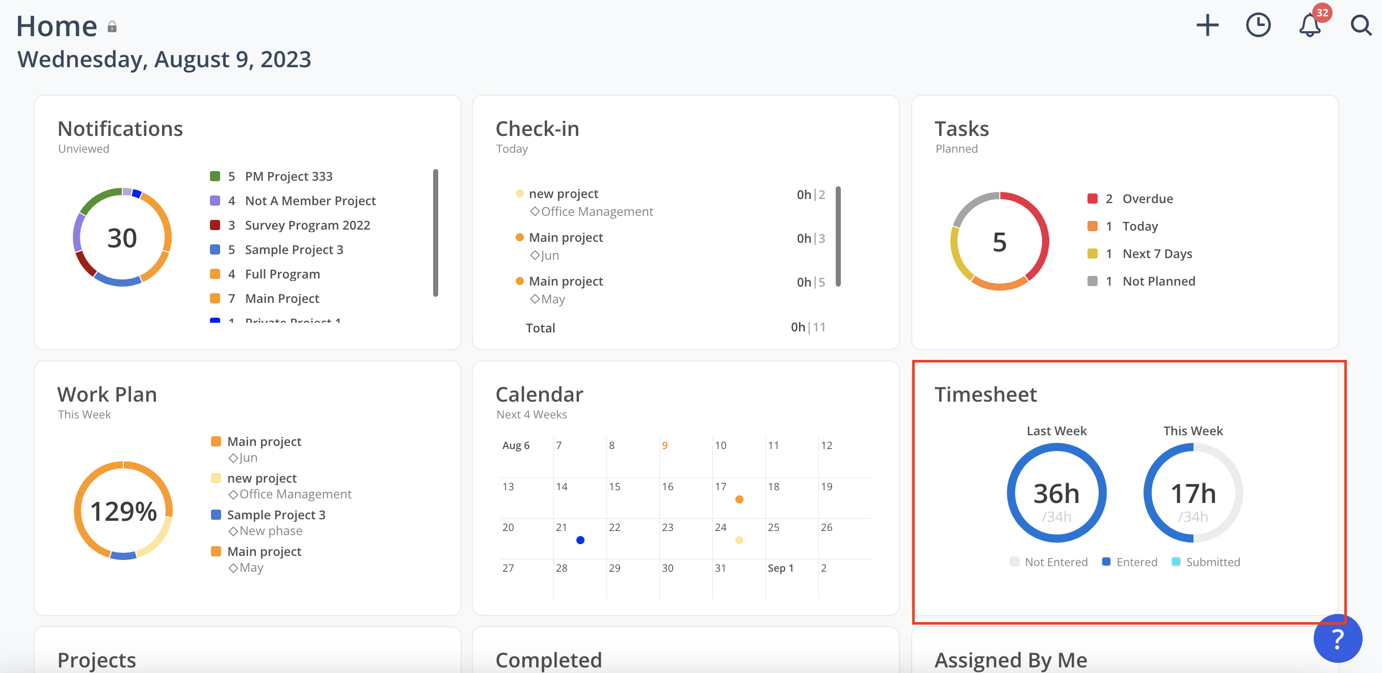 Timesheet Page Mosaic
