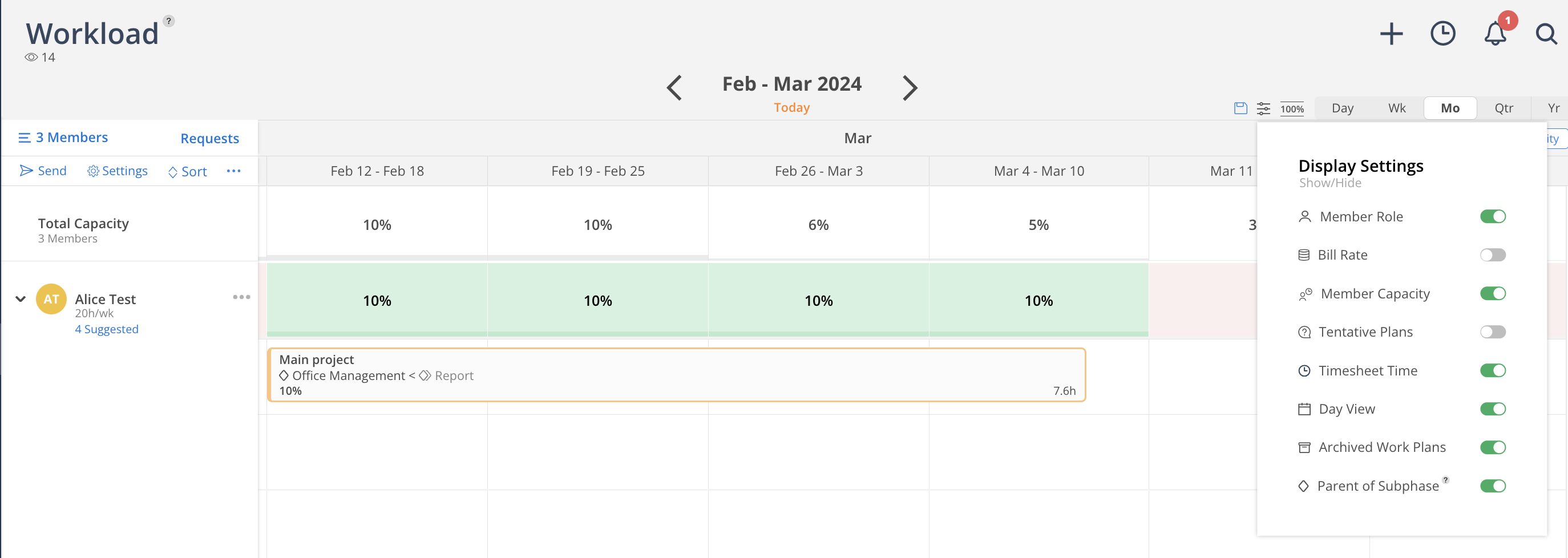 Workload Display Settings | Mosaic