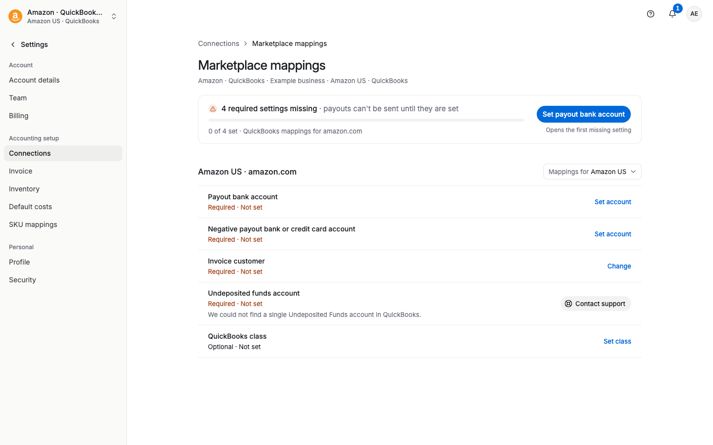 Marketplace mappings with the Invoice customer row