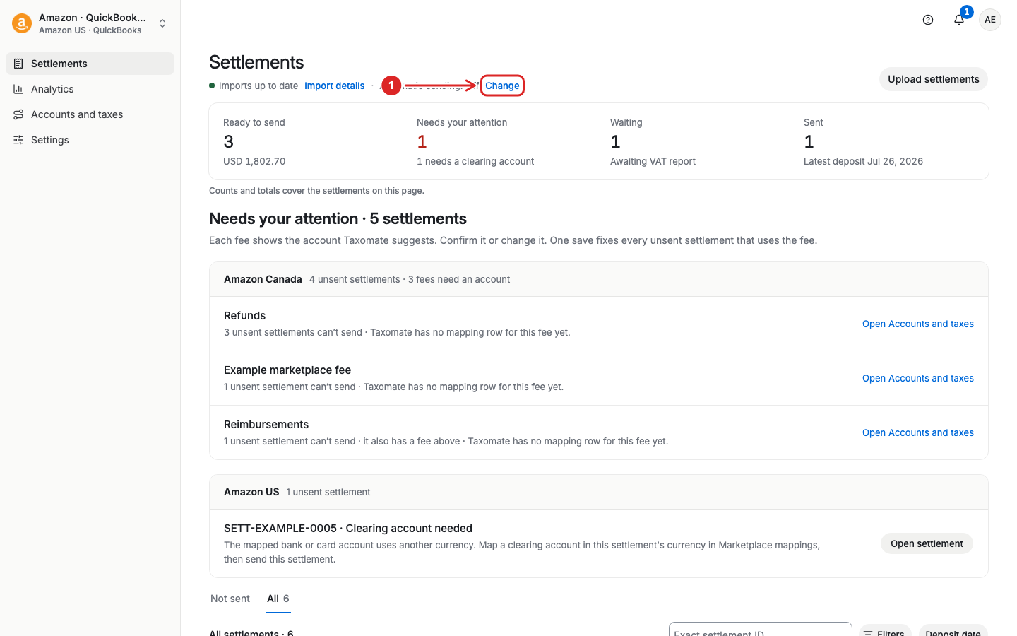 Change automatic sending on the Settlements page