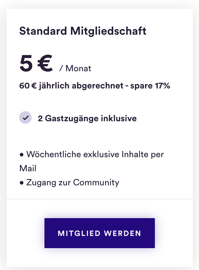 Beispiel eines Mitglieschaftspakets mit Gastzugängen
