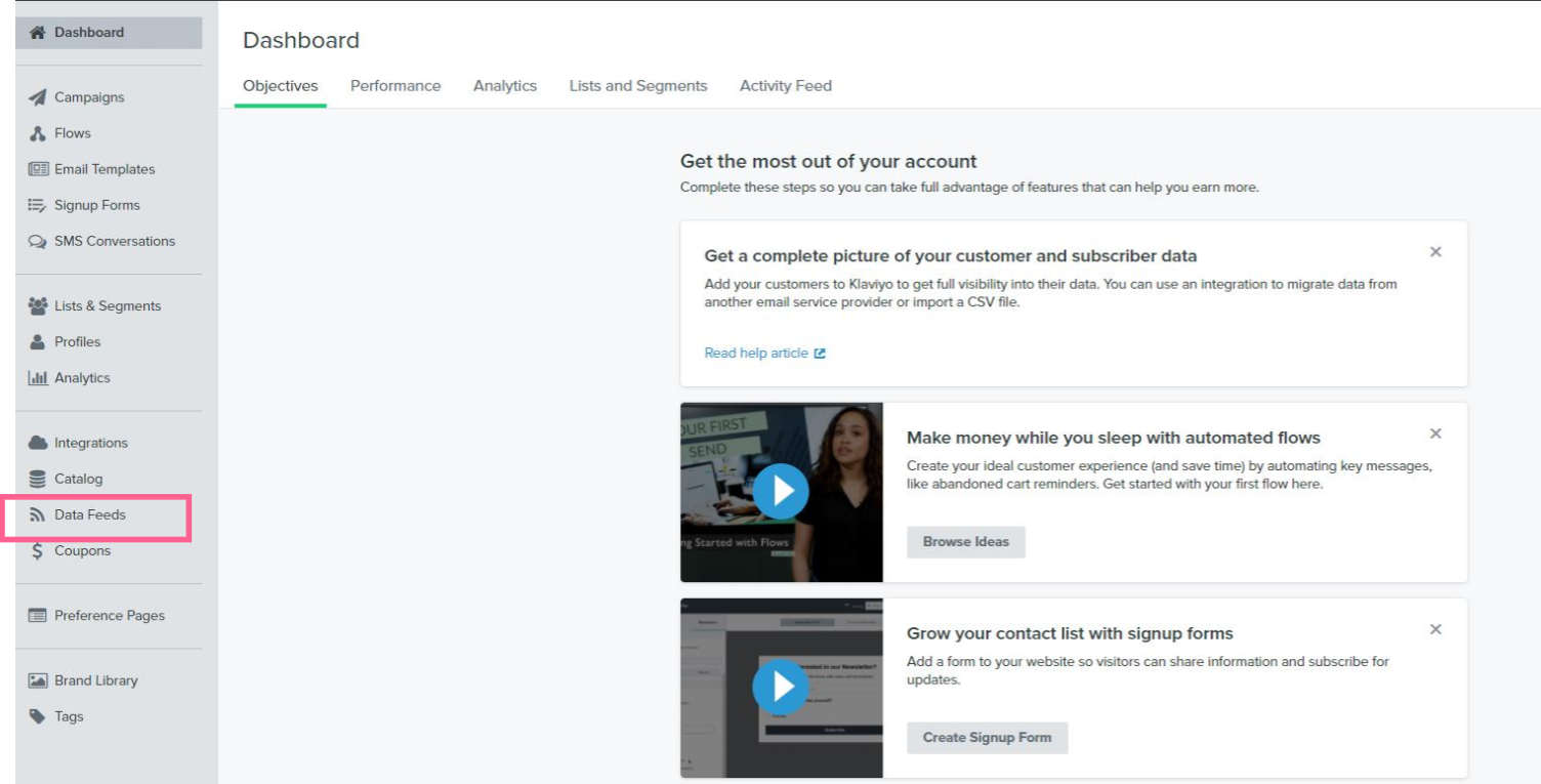 How to add feed to Klaviyo with Multiple Google Shopping Feeds, Shopify app- Go to data feed