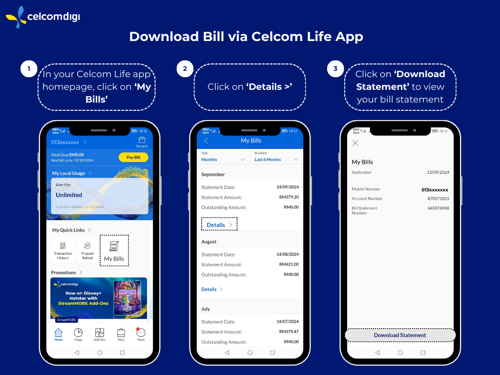 Learn how to easily view and download your CelcomDigi bill online with our step-by-step guide.