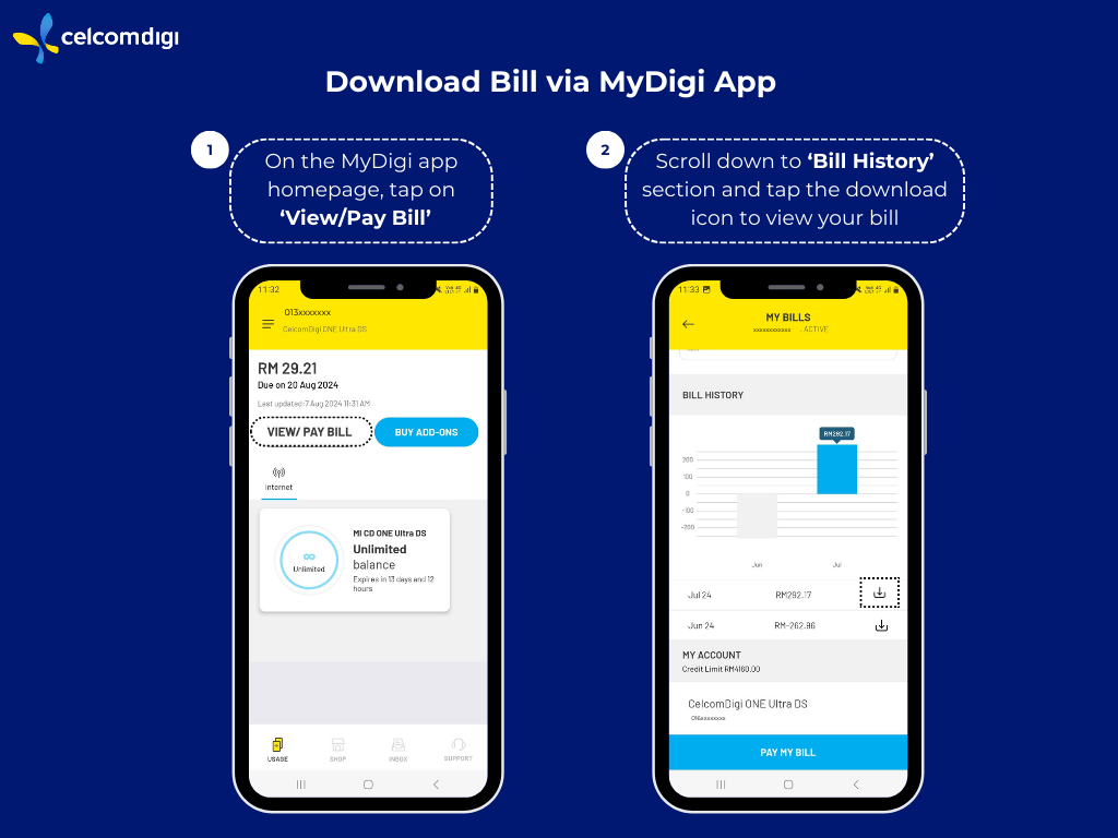 Learn how to easily view and download your CelcomDigi bill online with our step-by-step guide.