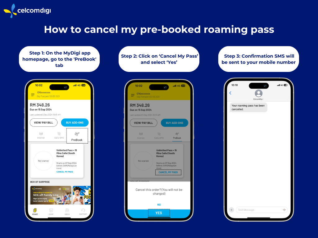 Discover CelcomDigi's roaming passes for worry-free travels. Choose the perfect plan for your next trip.