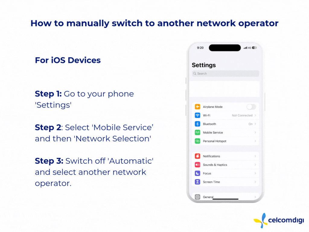 Solve your roaming network issues with CelcomDigi's self-help guide. Quick and easy troubleshooting at your fingertips.