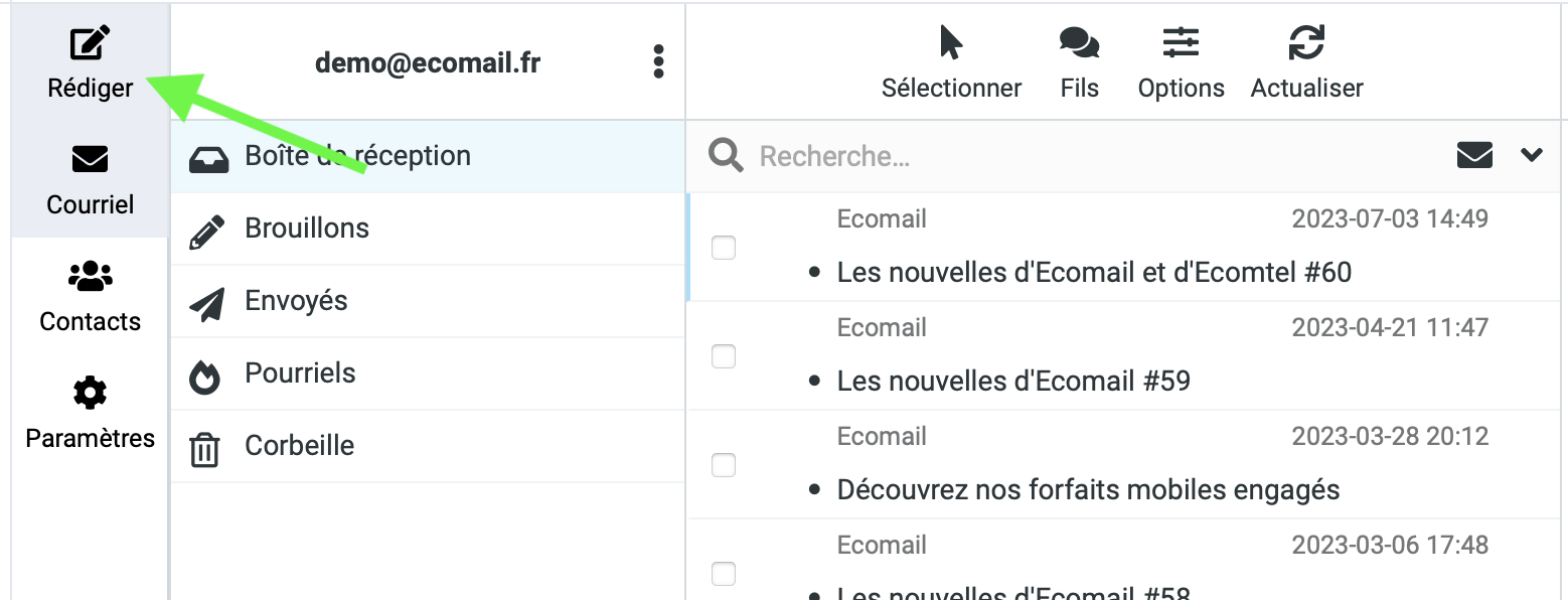 Rédiger un email