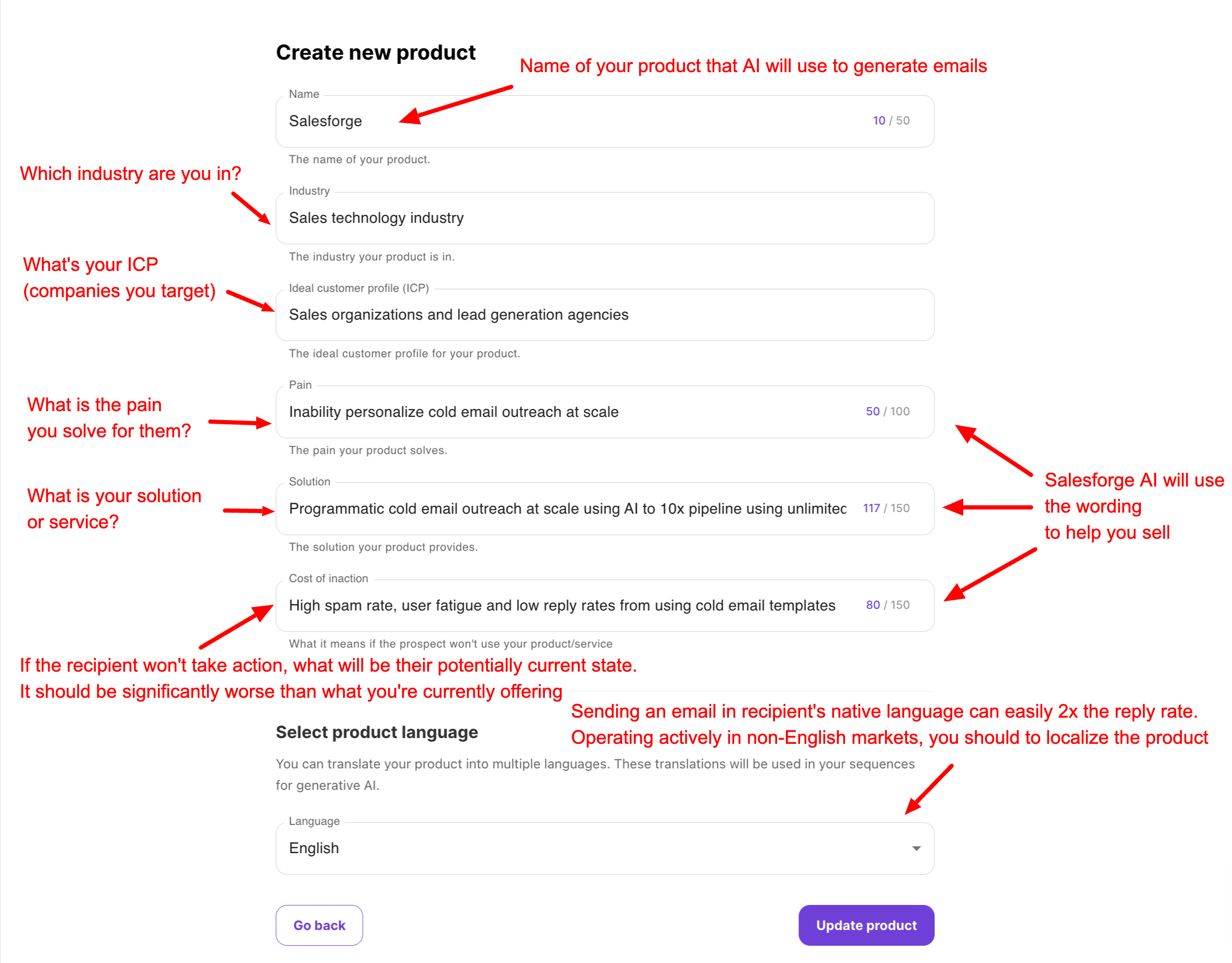 Salesforge Product Data