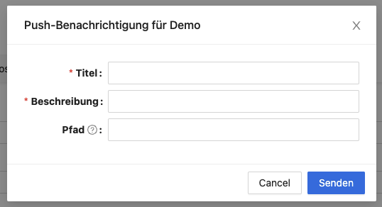 Ein Titel und eine Beschreibung sind für eine Push-Benachrichtigung erforderlich.