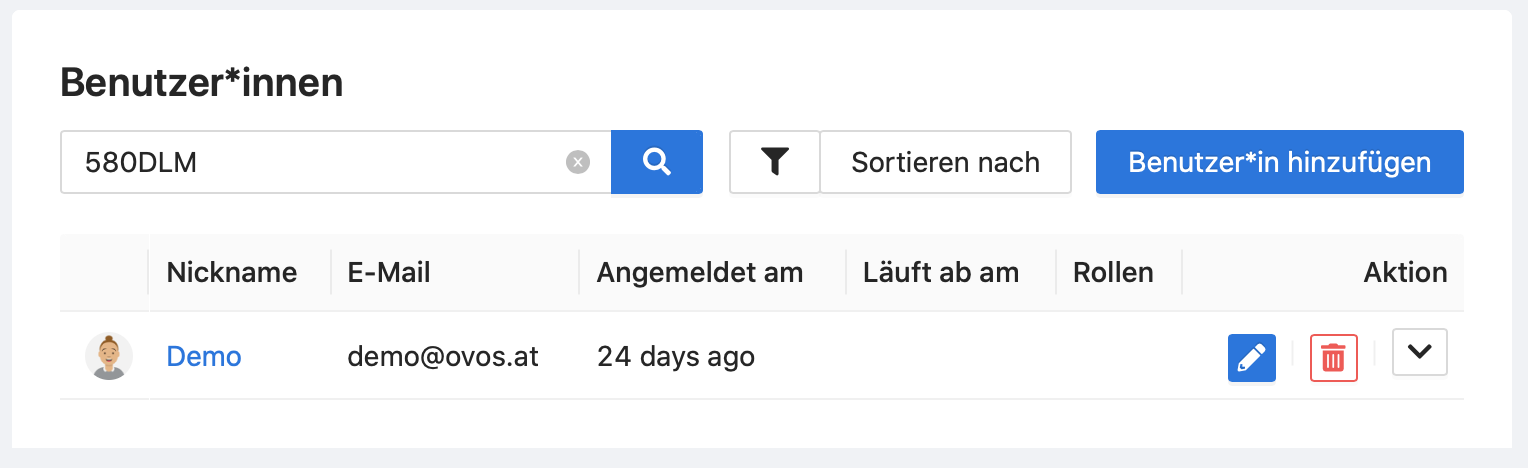 In der Benutzer*innen-Liste können Sie gezielt nach zusätzlichen Infos suchen.