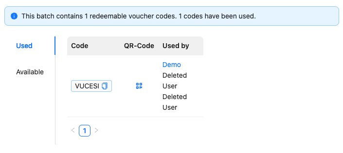 Multiple vouchers can be used by multiple users.