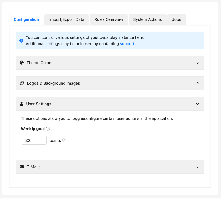 Change the height of the weekly target under the instance settings and confirm with the blue tick.