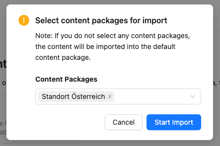 You must select a content package before importing.