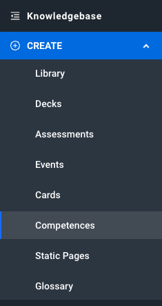 In the create section of the menu you will find the competences.