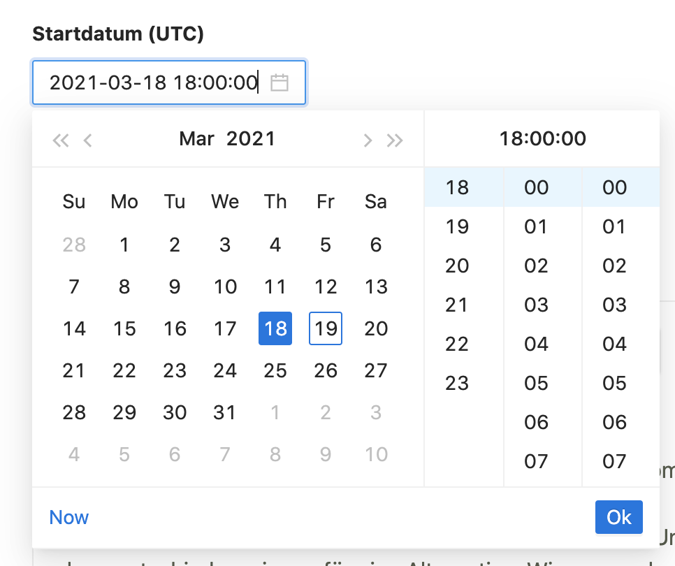 Click on the date field to open the date picker.