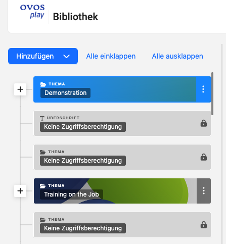 Haben Autoren keine passende Contentgruppe können Sie Themen oder Decks in der Bibliothek nicht bearbeiten.