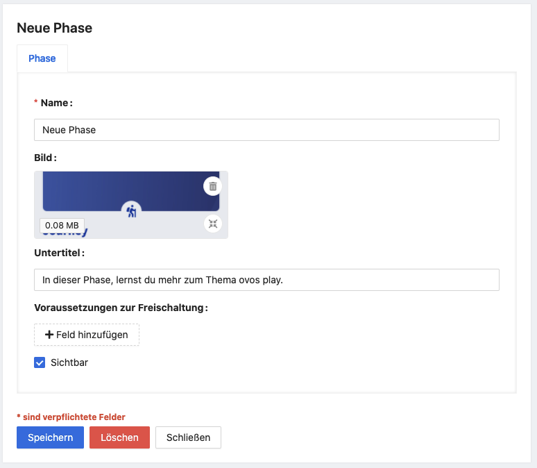Eine Phase kann ein eigenes Bild und einen Untertitel haben.