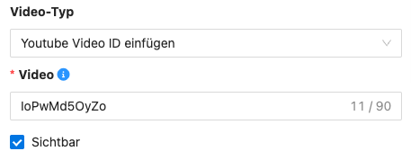 Wenn Sie ein Video von Youtube einfügen müssen Sie die Video ID angeben.