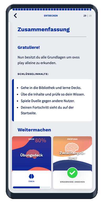 Ansicht der Zusammenfassung in der App.