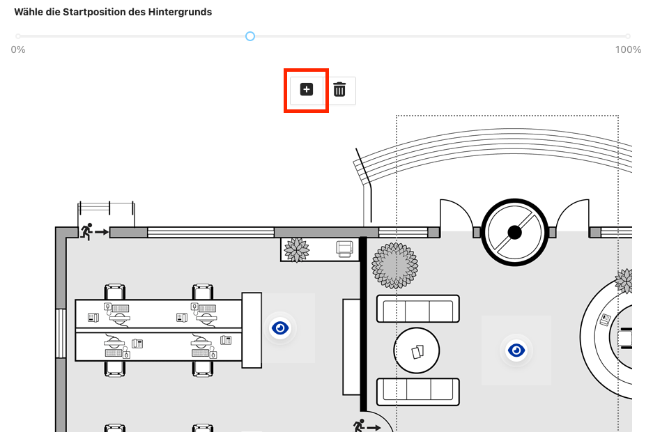 Klicken Sie auf das Plus-Symbol, um neue Hotspots hinzuzufügen.