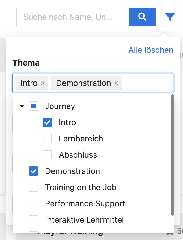 Markieren Sie mehrere Listen-Einträge, um den Themen-Filter zu aktivieren.