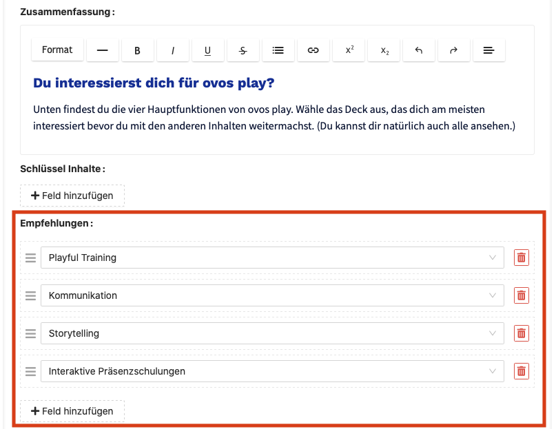 Use recommendations for non-linear selections in the summary.