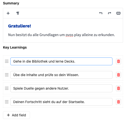 With the summary field you can add a summary of your deck including key learnings.