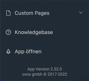 Nützliche Links im Admin Dashboard Menü.