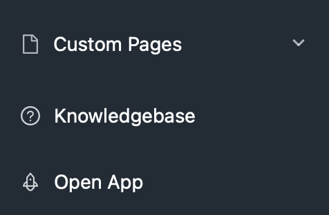 Useful links in the Admin Dashboard menu.