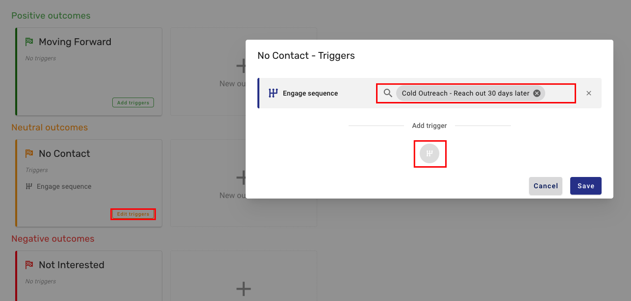 Creating a Sequence - Setting up outcome triggers