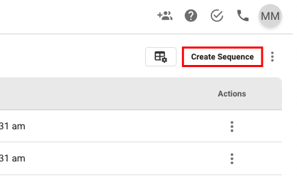 Create a sequence - create sequence button