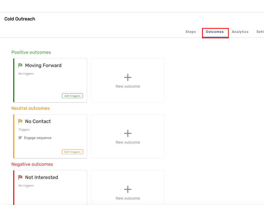 Creating a Sequence - Setting up outcomes