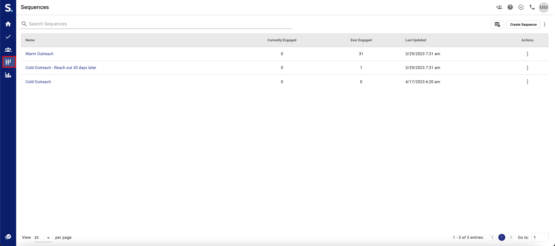 Create a Sequence - Sequence table