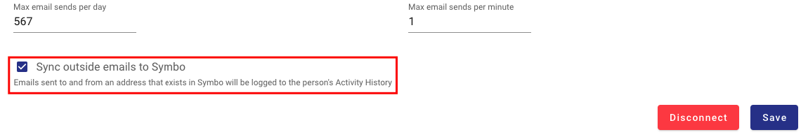 Connecting your email to Symbo - Sync outside emails into Symbo checkbox
