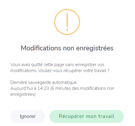 Modifications non enregistrées
