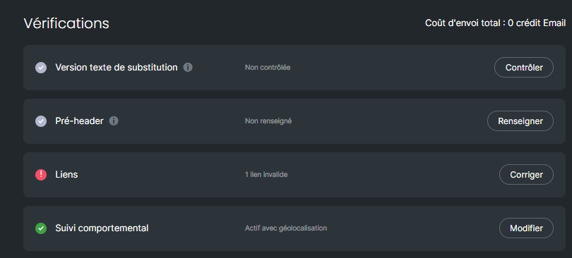 vérifications campagnes sarbacane