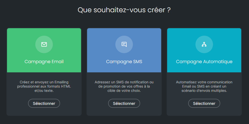 types de campagnes à créer