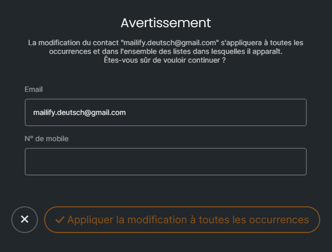 modification fiche contact