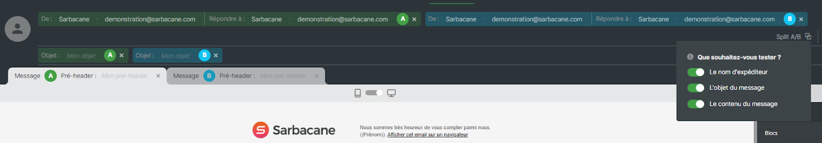 test AB Sarbacane Campaigns