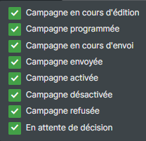 Filtrer les campagnes par statut