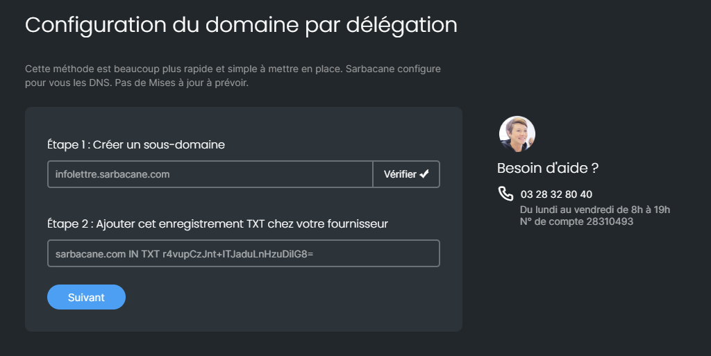 Configuration domaine enregistrement txt