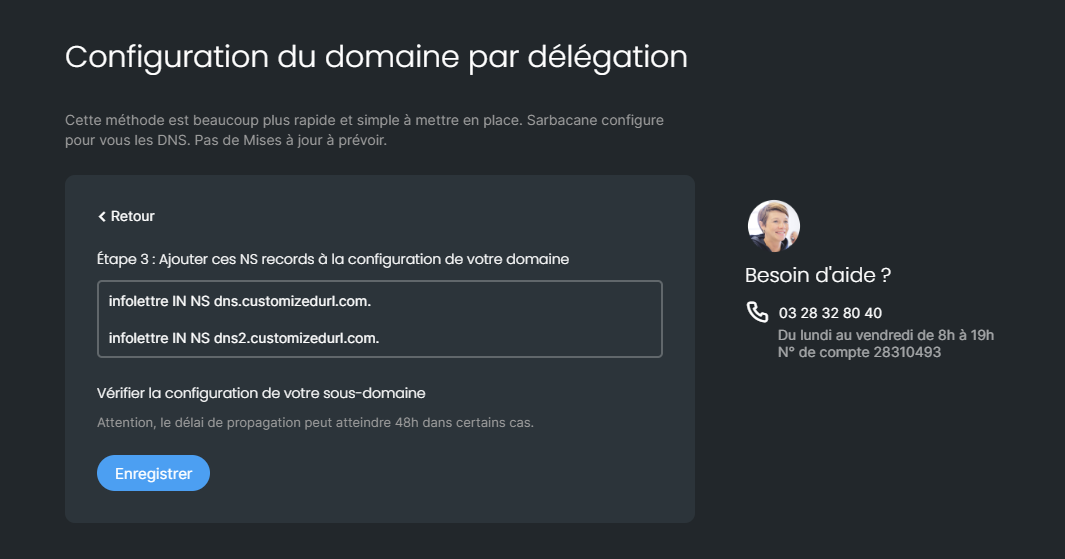 configuration du domaine par délégation
