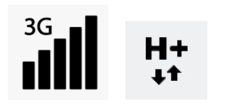 The image above shows some of the icons that may be displayed on the device when connected to the 3G network.