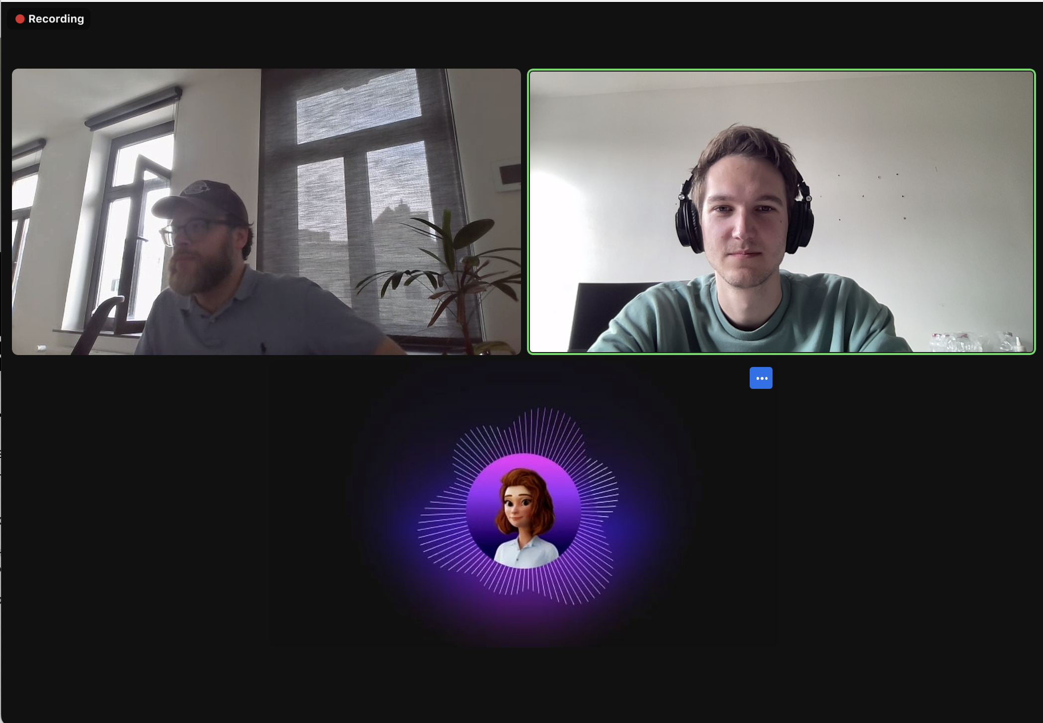 Google Meeting with two participants and Donna as notetaker